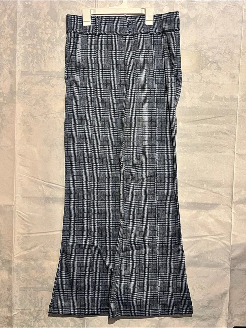 NWT Halara Pull-On Flare Pants Plaid Blue Black